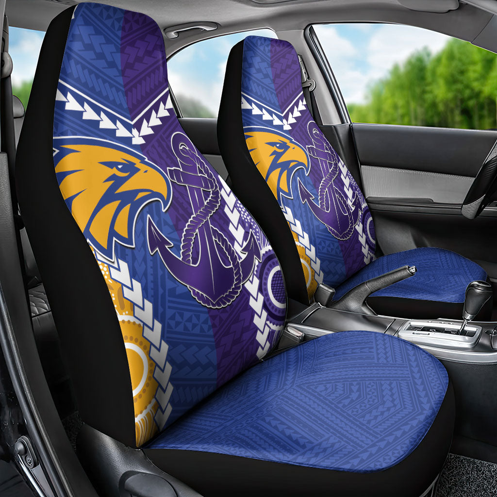 Football Eagles and Dockers Car Seat Cover 2026 Together Aboriginal Polynesian Pattern