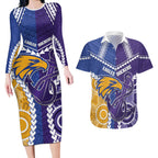 Custom Football Eagles and Dockers Couples Matching Long Sleeve Bodycon Dress and Hawaiian Shirt 2026 Together Aboriginal Polynesian Pattern