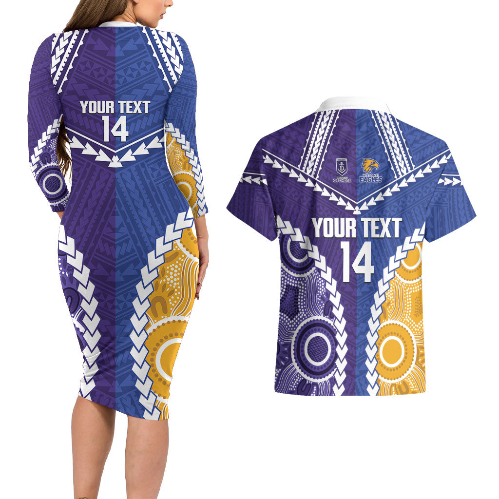 Custom Football Eagles and Dockers Couples Matching Long Sleeve Bodycon Dress and Hawaiian Shirt 2026 Together Aboriginal Polynesian Pattern