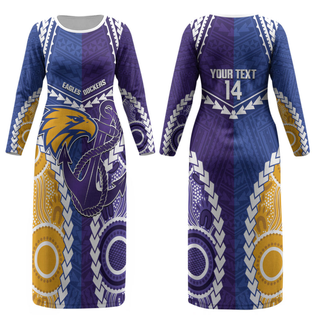 Custom Football Eagles and Dockers Couples Matching Long Sleeve Bodycon Dress and Hawaiian Shirt 2026 Together Aboriginal Polynesian Pattern LT14
