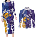 Custom Football Eagles and Dockers Couples Matching Long Sleeve Bodycon Dress and Long Sleeve Button Shirt 2026 Together Aboriginal Polynesian Pattern