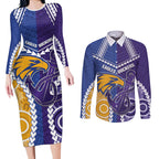Custom Football Eagles and Dockers Couples Matching Long Sleeve Bodycon Dress and Long Sleeve Button Shirt 2026 Together Aboriginal Polynesian Pattern