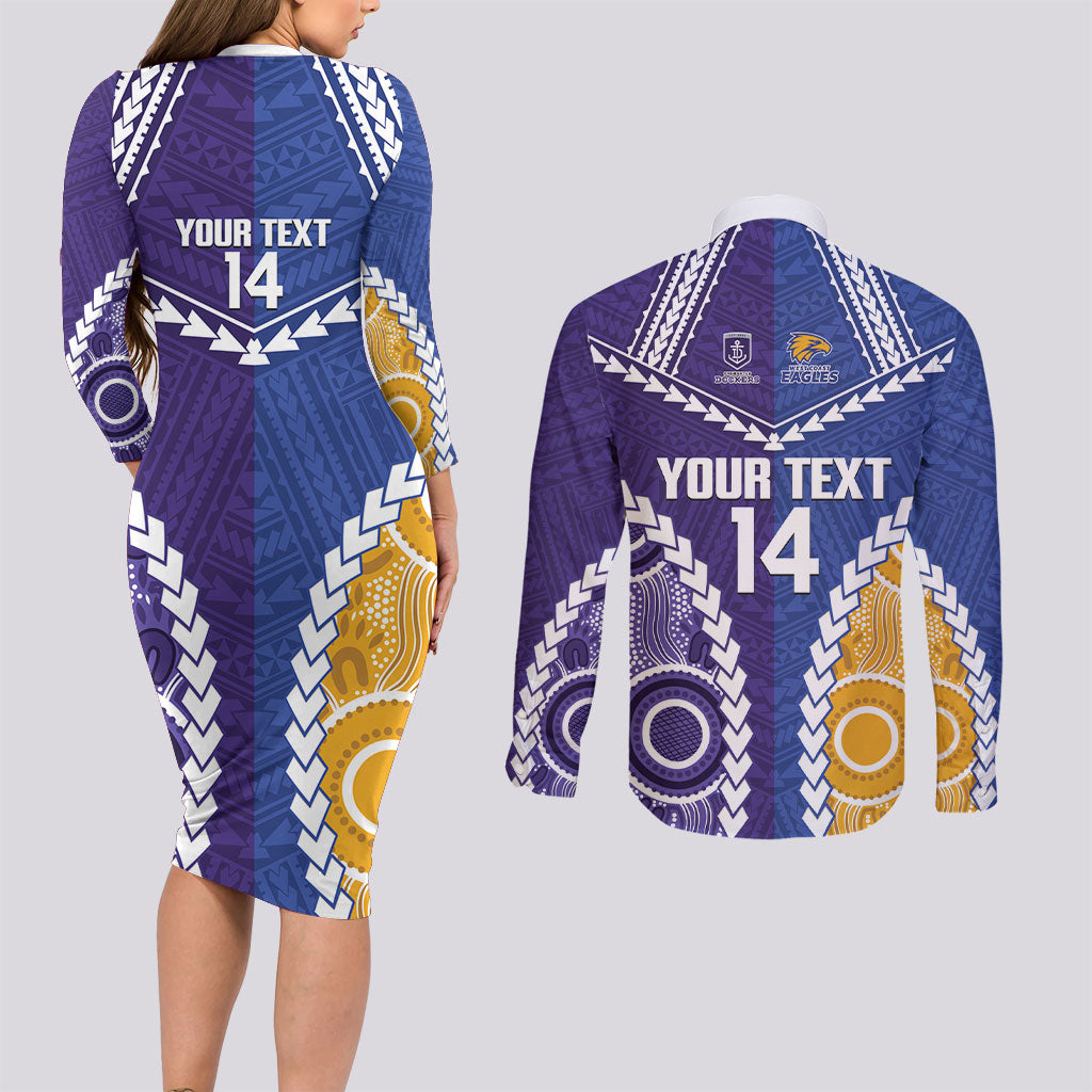 Custom Football Eagles and Dockers Couples Matching Long Sleeve Bodycon Dress and Long Sleeve Button Shirt 2026 Together Aboriginal Polynesian Pattern