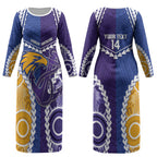 Custom Football Eagles and Dockers Couples Matching Long Sleeve Bodycon Dress and Long Sleeve Button Shirt 2026 Together Aboriginal Polynesian Pattern LT14