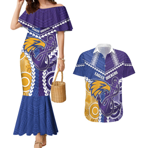 Custom Football Eagles and Dockers Couples Matching Mermaid Dress and Hawaiian Shirt 2026 Together Aboriginal Polynesian Pattern