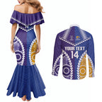 Custom Football Eagles and Dockers Couples Matching Mermaid Dress and Long Sleeve Button Shirt 2026 Together Aboriginal Polynesian Pattern
