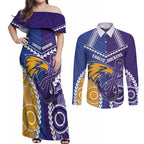 Custom Football Eagles and Dockers Couples Matching Off Shoulder Maxi Dress and Long Sleeve Button Shirt 2026 Together Aboriginal Polynesian Pattern