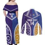 Custom Football Eagles and Dockers Couples Matching Off Shoulder Maxi Dress and Long Sleeve Button Shirt 2026 Together Aboriginal Polynesian Pattern
