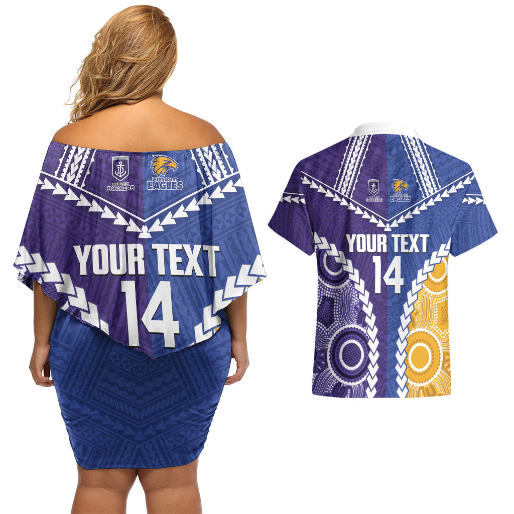 Custom Football Eagles and Dockers Couples Matching Off Shoulder Short Dress and Hawaiian Shirt 2026 Together Aboriginal Polynesian Pattern
