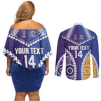 Custom Football Eagles and Dockers Couples Matching Off Shoulder Short Dress and Long Sleeve Button Shirt 2026 Together Aboriginal Polynesian Pattern