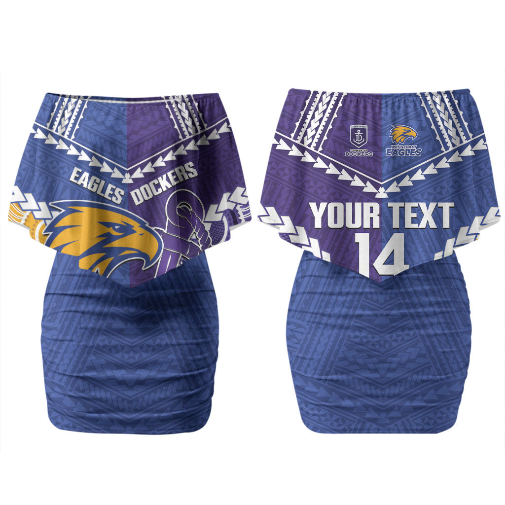 Custom Football Eagles and Dockers Couples Matching Off Shoulder Short Dress and Long Sleeve Button Shirt 2026 Together Aboriginal Polynesian Pattern LT14