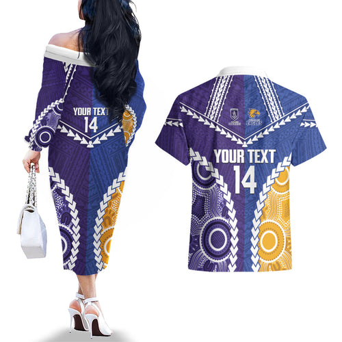 Custom Football Eagles and Dockers Couples Matching Off The Shoulder Long Sleeve Dress and Hawaiian Shirt 2026 Together Aboriginal Polynesian Pattern