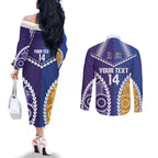 Custom Football Eagles and Dockers Couples Matching Off The Shoulder Long Sleeve Dress and Long Sleeve Button Shirt 2026 Together Aboriginal Polynesian Pattern