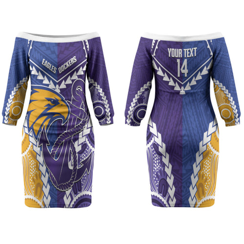 Custom Football Eagles and Dockers Couples Matching Off The Shoulder Long Sleeve Dress and Long Sleeve Button Shirt 2026 Together Aboriginal Polynesian Pattern LT14