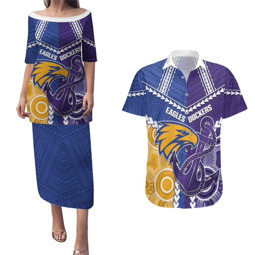 Custom Football Eagles and Dockers Couples Matching Puletasi and Hawaiian Shirt 2026 Together Aboriginal Polynesian Pattern