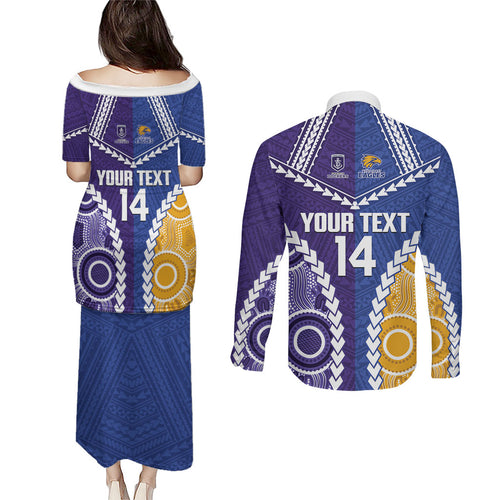 Custom Football Eagles and Dockers Couples Matching Puletasi and Long Sleeve Button Shirt 2026 Together Aboriginal Polynesian Pattern