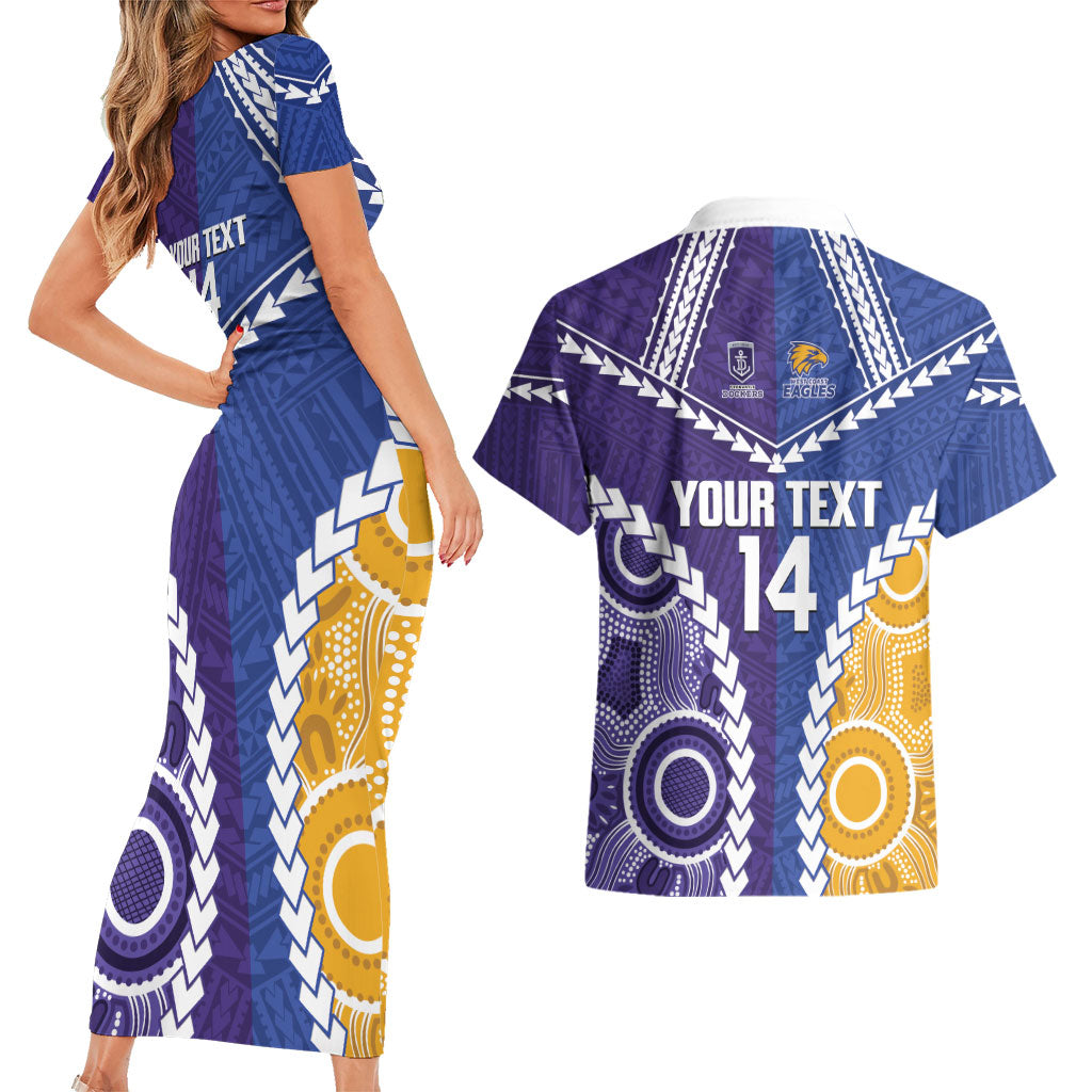 Custom Football Eagles and Dockers Couples Matching Short Sleeve Bodycon Dress and Hawaiian Shirt 2026 Together Aboriginal Polynesian Pattern