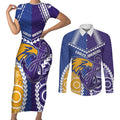 Custom Football Eagles and Dockers Couples Matching Short Sleeve Bodycon Dress and Long Sleeve Button Shirt 2026 Together Aboriginal Polynesian Pattern