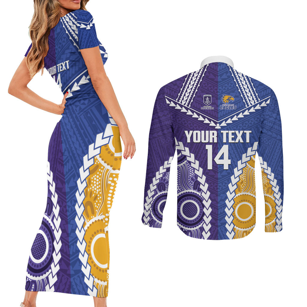 Custom Football Eagles and Dockers Couples Matching Short Sleeve Bodycon Dress and Long Sleeve Button Shirt 2026 Together Aboriginal Polynesian Pattern