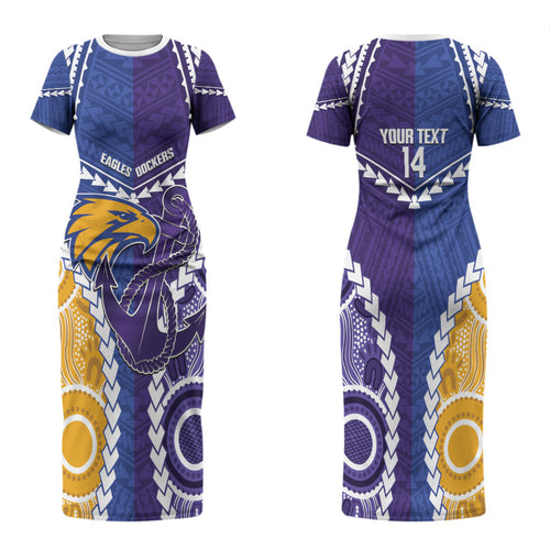 Custom Football Eagles and Dockers Couples Matching Short Sleeve Bodycon Dress and Long Sleeve Button Shirt 2026 Together Aboriginal Polynesian Pattern LT14