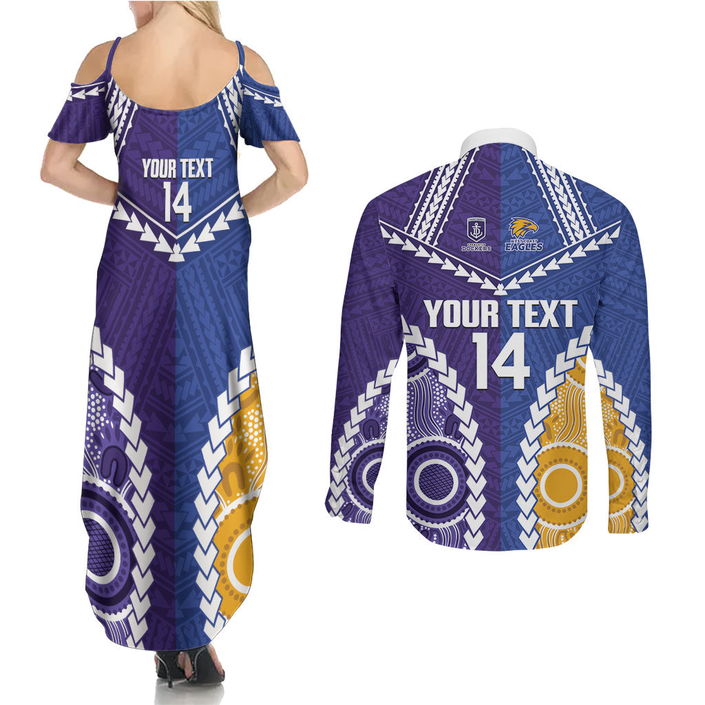 Custom Football Eagles and Dockers Couples Matching Summer Maxi Dress and Long Sleeve Button Shirt 2026 Together Aboriginal Polynesian Pattern