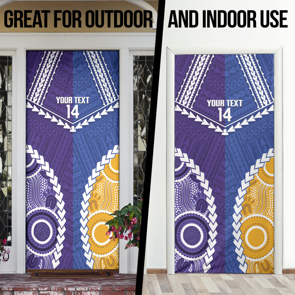 Custom Football Eagles and Dockers Door Cover 2026 Together Aboriginal Polynesian Pattern