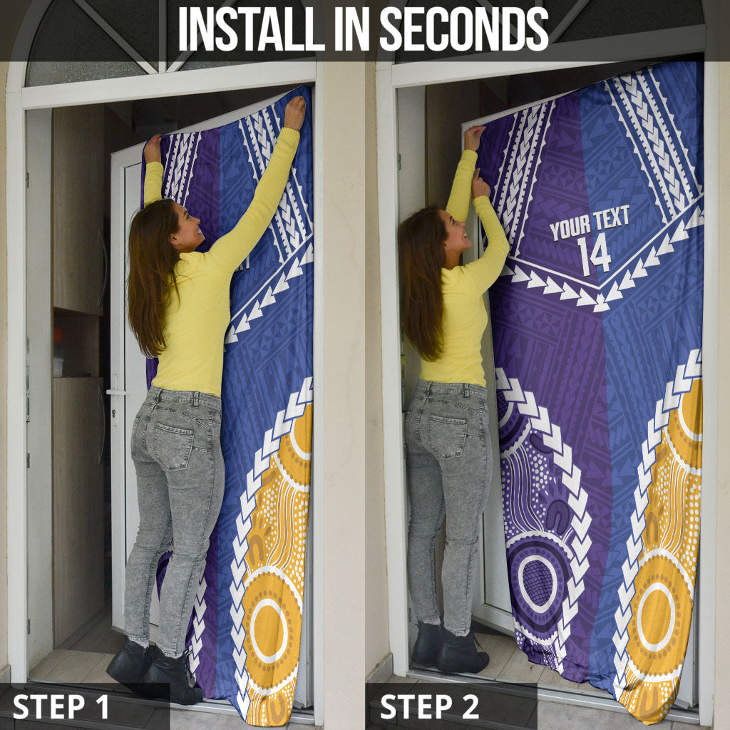 Custom Football Eagles and Dockers Door Cover 2026 Together Aboriginal Polynesian Pattern