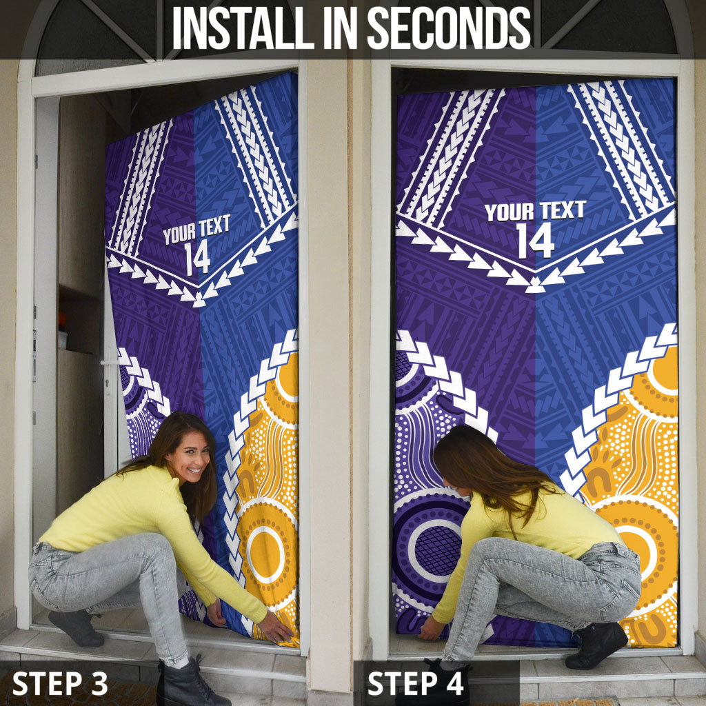 Custom Football Eagles and Dockers Door Cover 2026 Together Aboriginal Polynesian Pattern