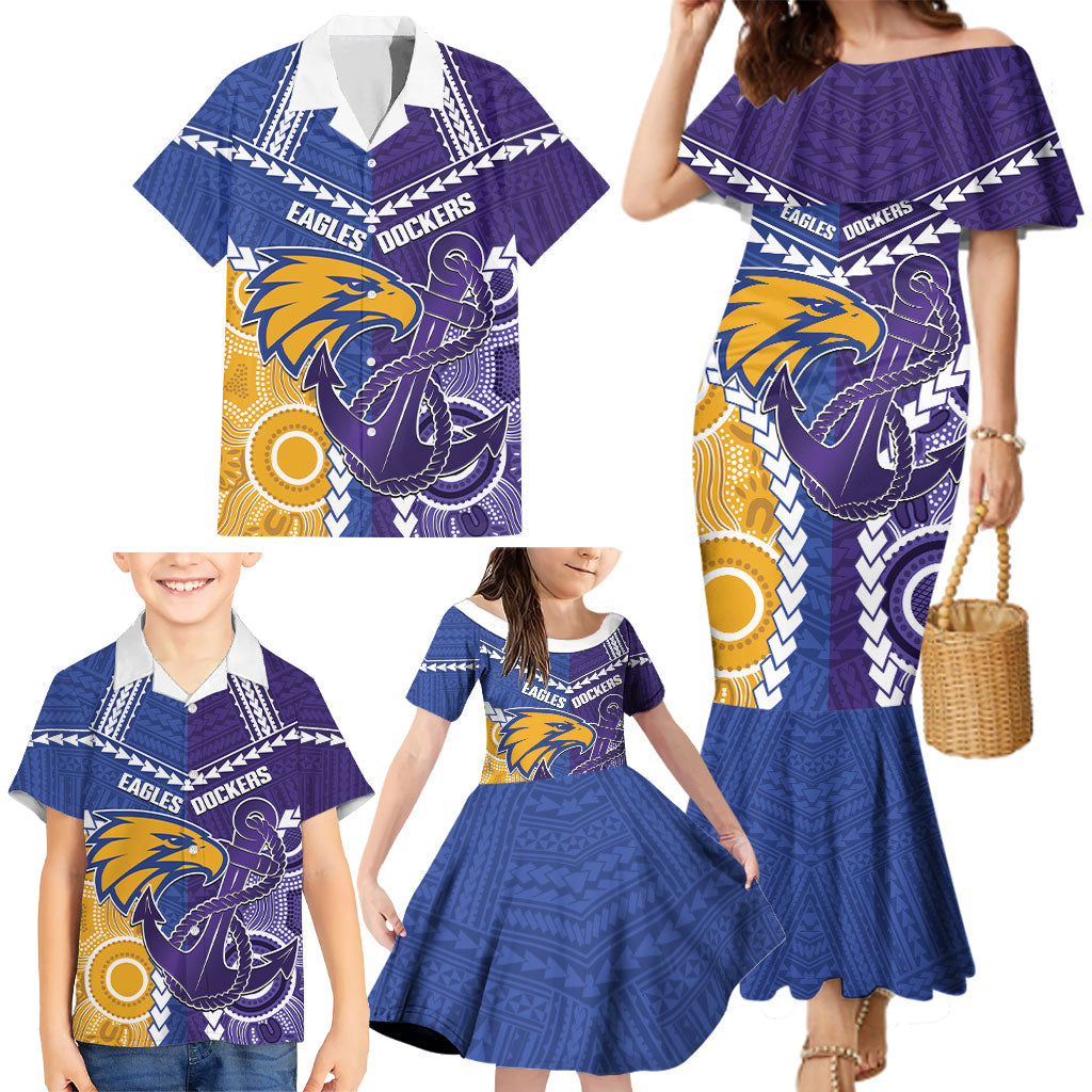 Custom Football Eagles and Dockers Family Matching Mermaid Dress and Hawaiian Shirt 2026 Together Aboriginal Polynesian Pattern