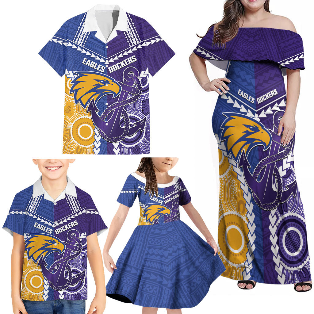 Custom Football Eagles and Dockers Family Matching Off Shoulder Maxi Dress and Hawaiian Shirt 2026 Together Aboriginal Polynesian Pattern