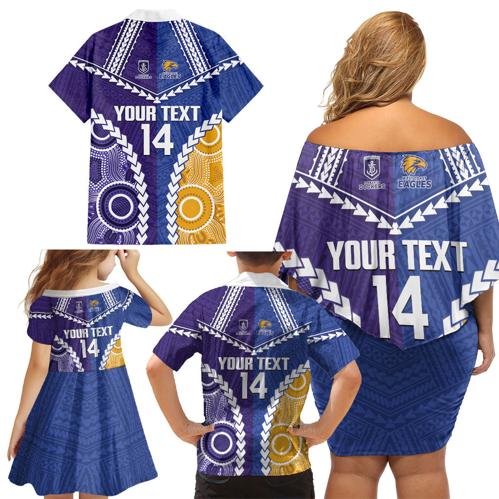 Custom Football Eagles and Dockers Family Matching Off Shoulder Short Dress and Hawaiian Shirt 2026 Together Aboriginal Polynesian Pattern
