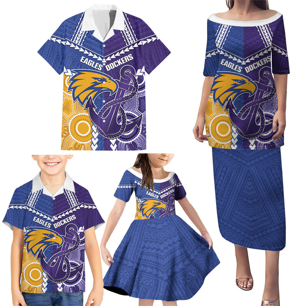 Custom Football Eagles and Dockers Family Matching Puletasi and Hawaiian Shirt 2026 Together Aboriginal Polynesian Pattern