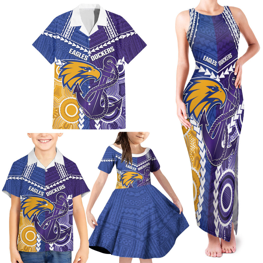 Custom Football Eagles and Dockers Family Matching Tank Maxi Dress and Hawaiian Shirt 2026 Together Aboriginal Polynesian Pattern