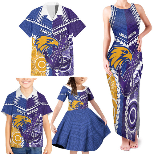 Custom Football Eagles and Dockers Family Matching Tank Maxi Dress and Hawaiian Shirt 2026 Together Aboriginal Polynesian Pattern