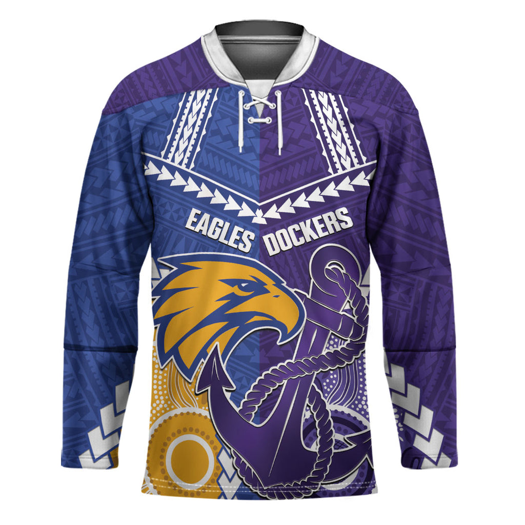 Custom Football Eagles and Dockers Hockey Jersey 2026 Together Aboriginal Polynesian Pattern