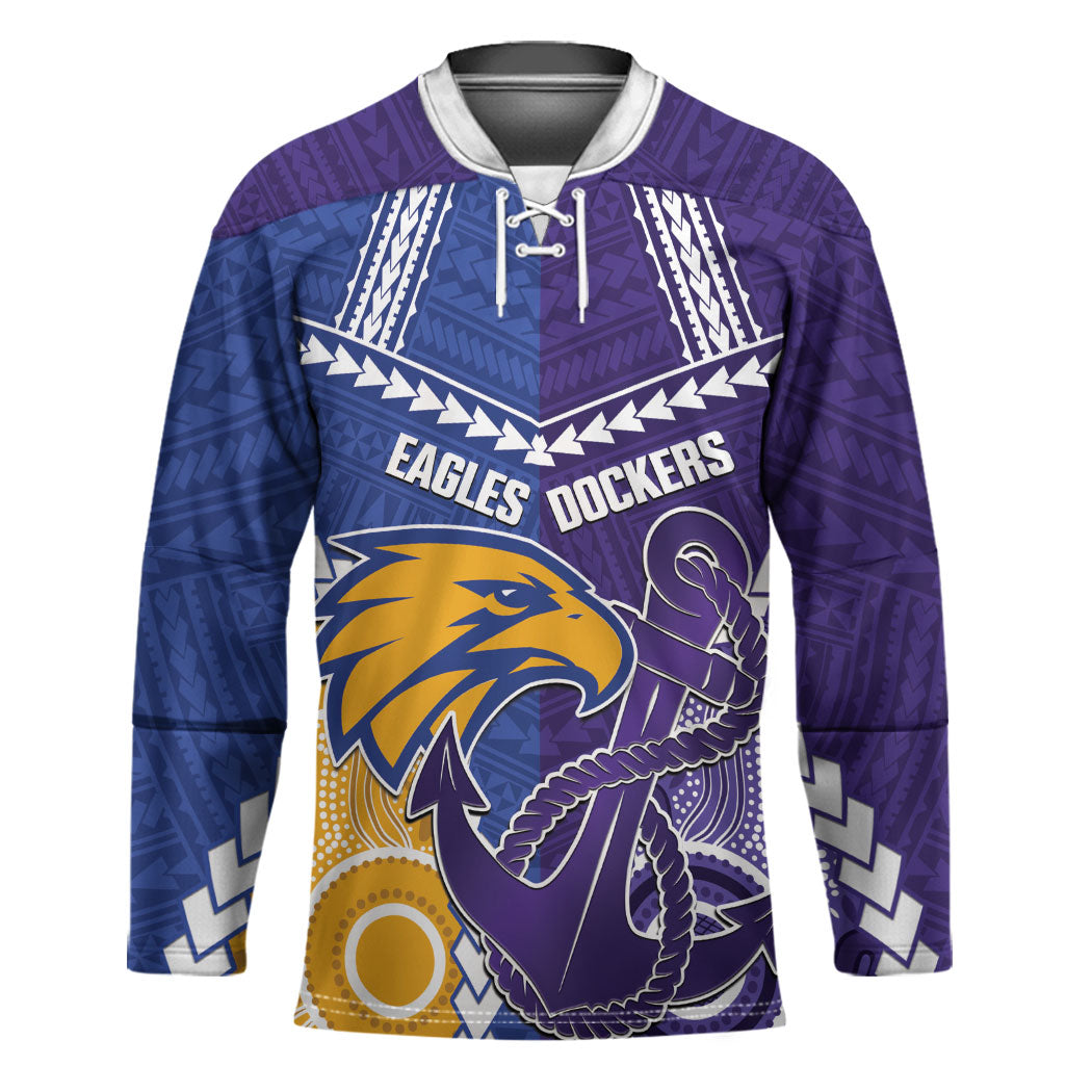 Custom Football Eagles and Dockers Hockey Jersey 2026 Together Aboriginal Polynesian Pattern