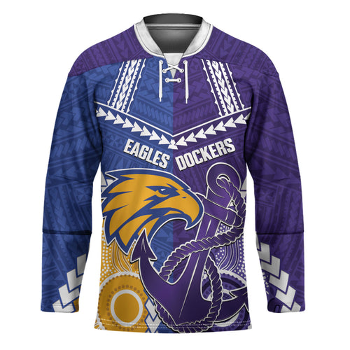 Custom Football Eagles and Dockers Hockey Jersey 2026 Together Aboriginal Polynesian Pattern