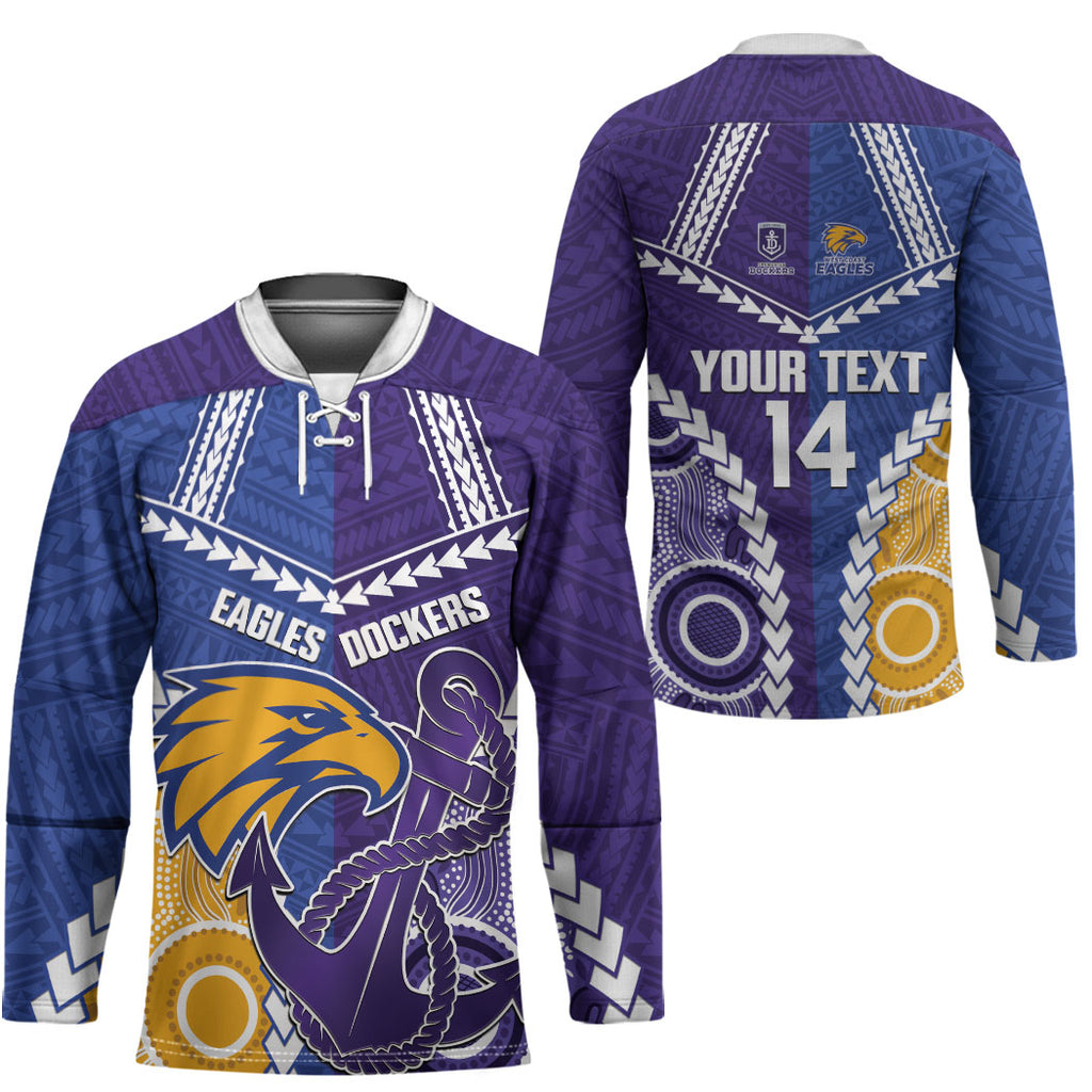 Custom Football Eagles and Dockers Hockey Jersey 2026 Together Aboriginal Polynesian Pattern