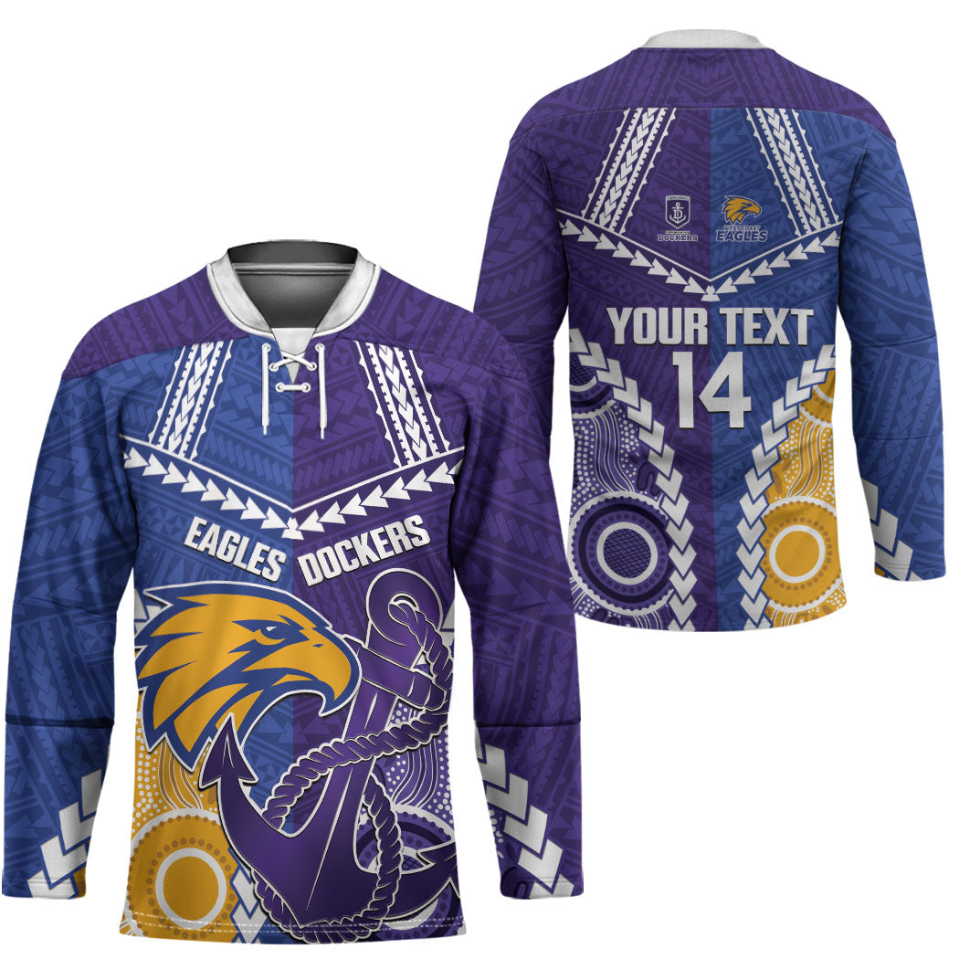 Custom Football Eagles and Dockers Hockey Jersey 2026 Together Aboriginal Polynesian Pattern