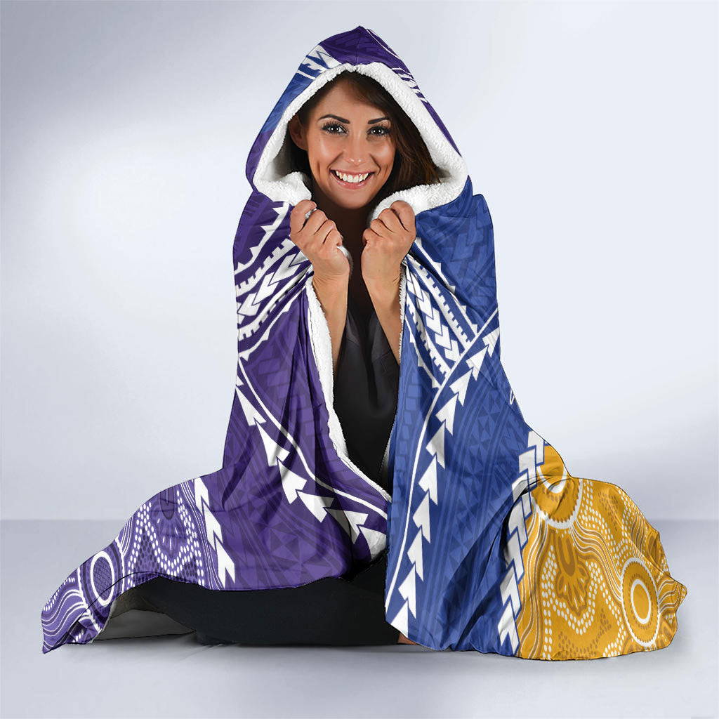 Football Eagles and Dockers Hooded Blanket 2026 Together Aboriginal Polynesian Pattern