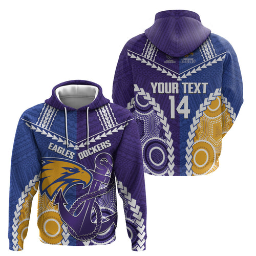 Custom Football Eagles and Dockers Hoodie 2026 Together Aboriginal Polynesian Pattern