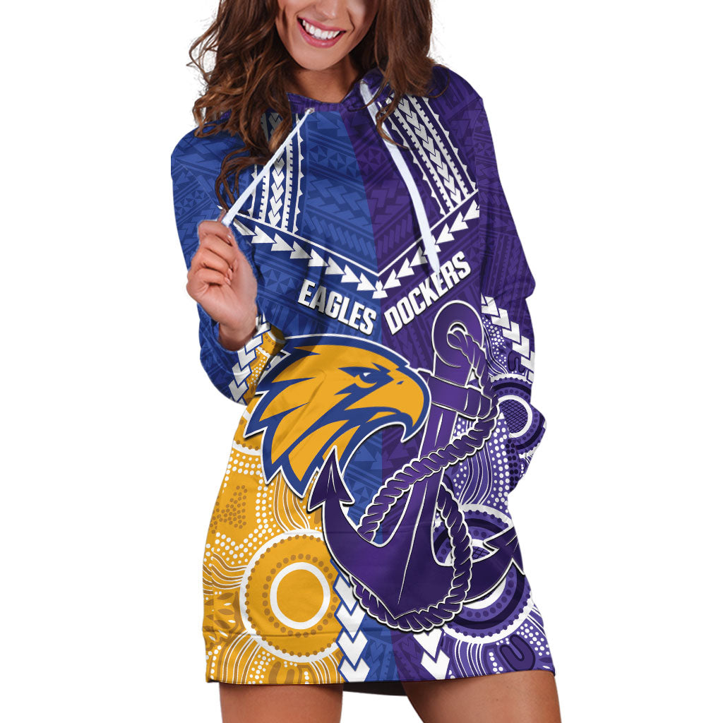 Custom Football Eagles and Dockers Hoodie Dress 2026 Together Aboriginal Polynesian Pattern