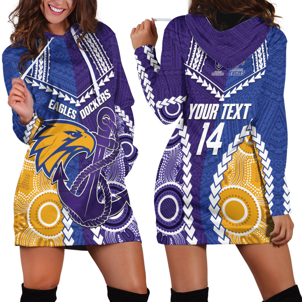 Custom Football Eagles and Dockers Hoodie Dress 2026 Together Aboriginal Polynesian Pattern