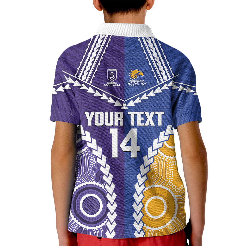 Custom Football Eagles and Dockers Kid Polo Shirt 2026 Together Aboriginal Polynesian Pattern