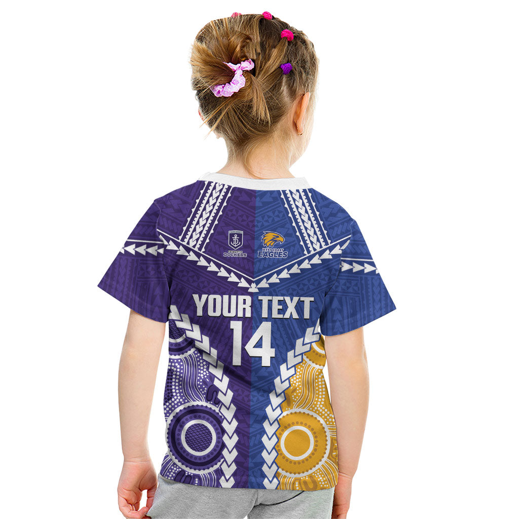 Custom Football Eagles and Dockers Kid T Shirt 2026 Together Aboriginal Polynesian Pattern