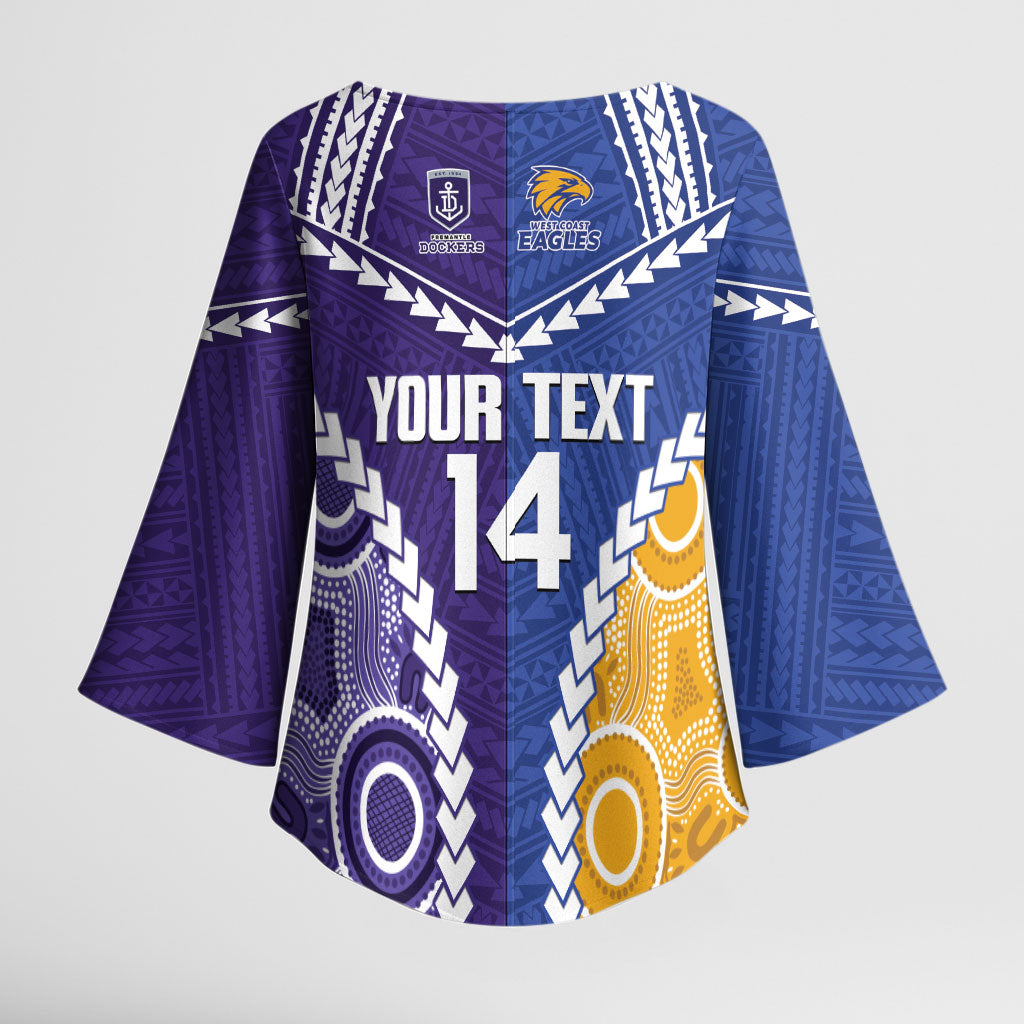 Custom Football Eagles and Dockers Kimono Sleeve Blouse 2026 Together Aboriginal Polynesian Pattern