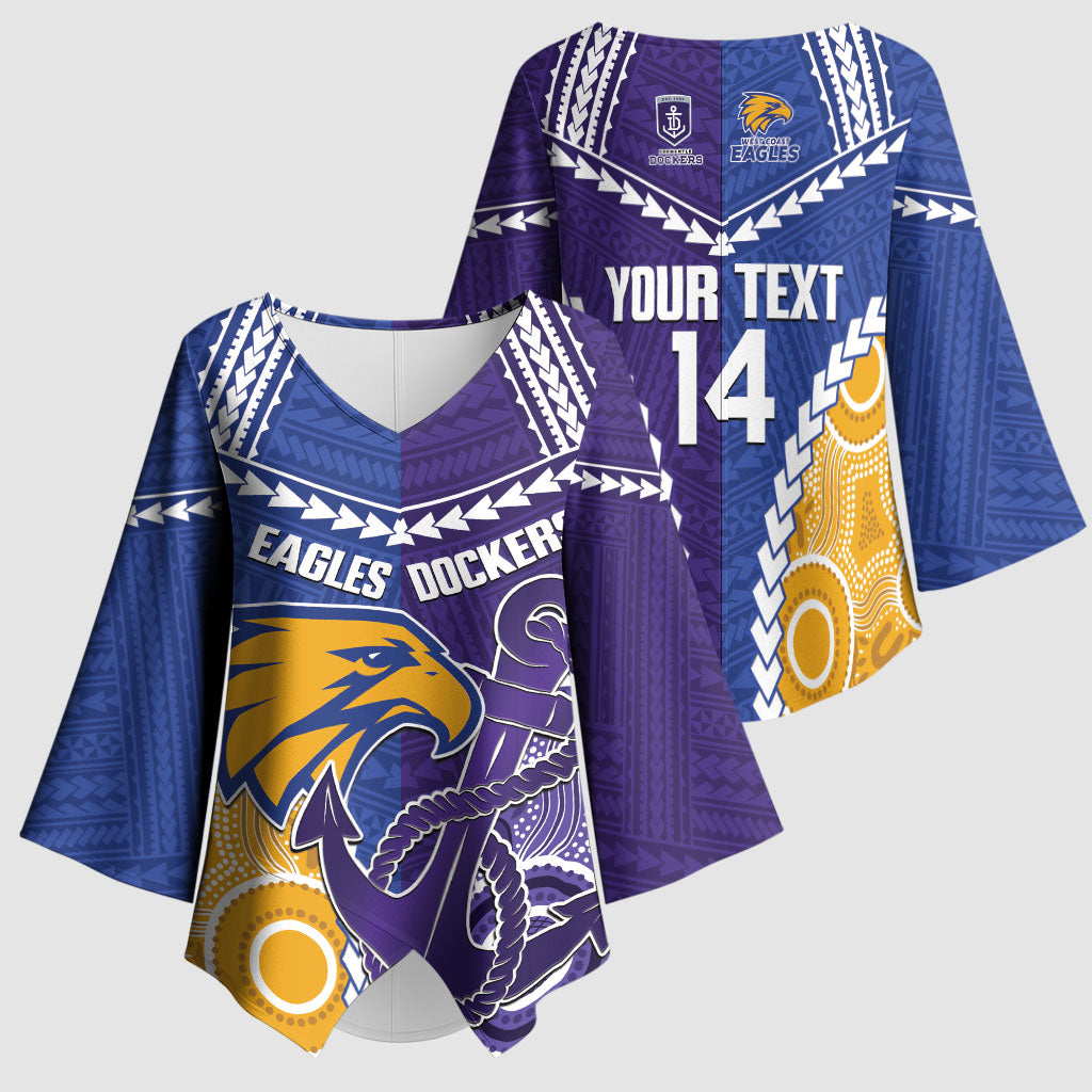 Custom Football Eagles and Dockers Kimono Sleeve Blouse 2026 Together Aboriginal Polynesian Pattern