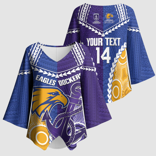 Custom Football Eagles and Dockers Kimono Sleeve Blouse 2026 Together Aboriginal Polynesian Pattern