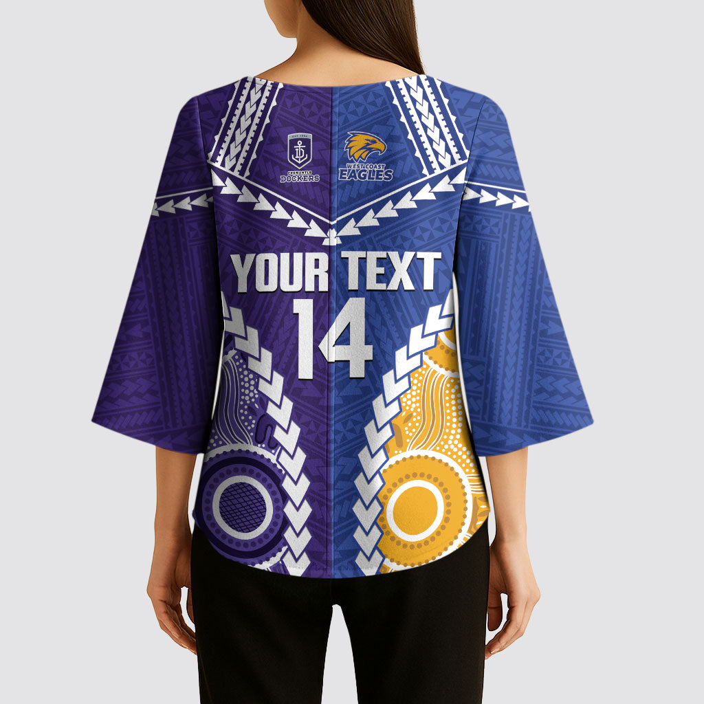 Custom Football Eagles and Dockers Kimono Sleeve Blouse 2026 Together Aboriginal Polynesian Pattern