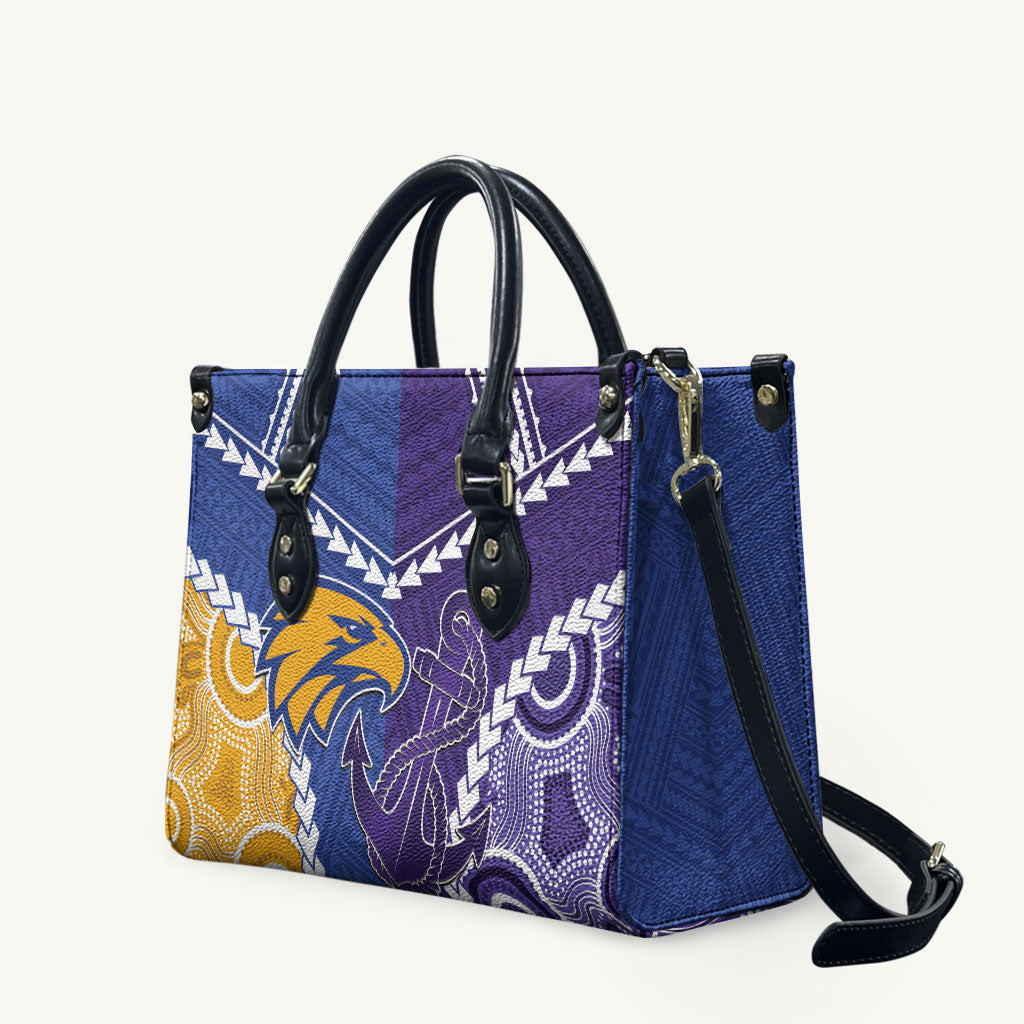 Football Eagles and Dockers Leather Bag 2026 Together Aboriginal Polynesian Pattern
